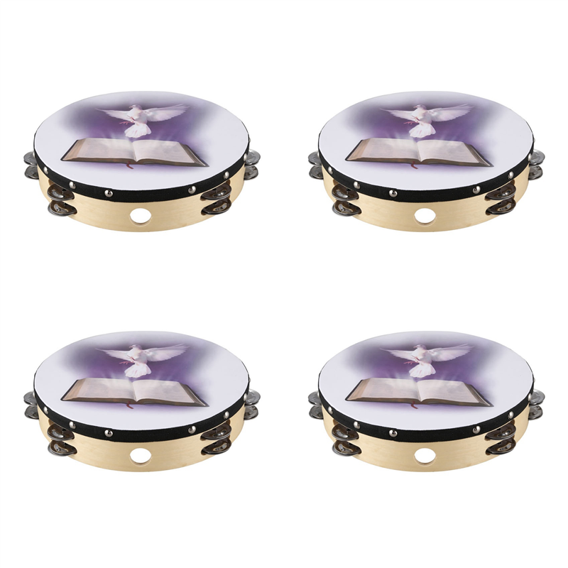 Musical Instrument Tambourine - 4Pcs 10 인치 나무 탬버린 비둘기