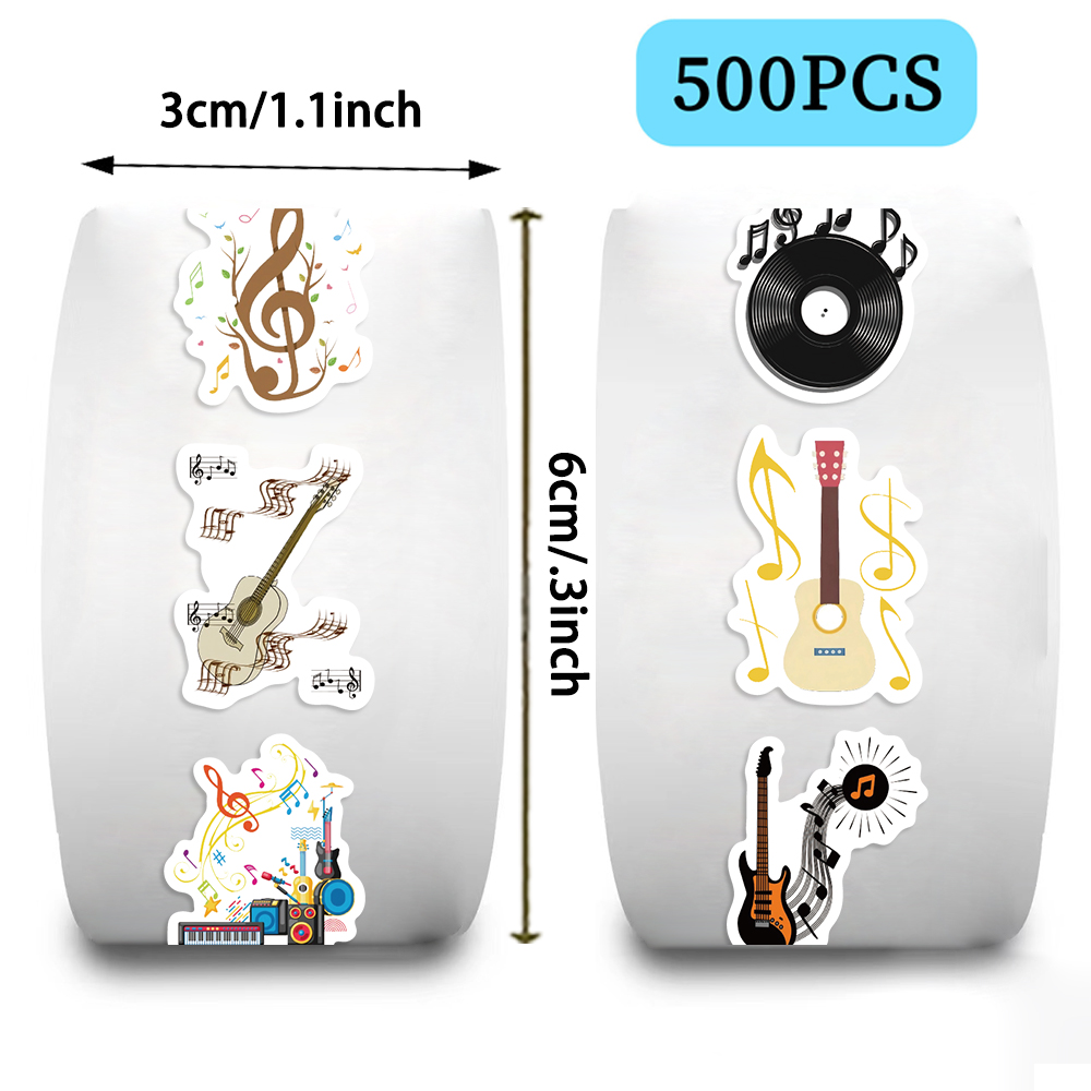 Musical Instrument Old - 500PCS 음악 테마 스티커 롤 만화