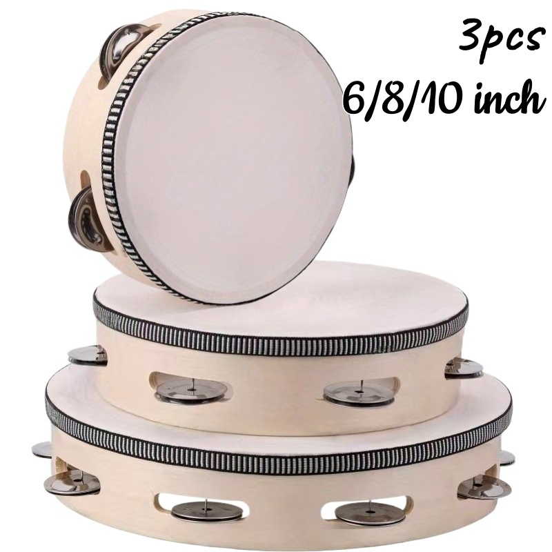 Musical Instrument Tambourine - 1/3pcs 나무 탬버린 6/8/10inch 핸드헬드 드럼