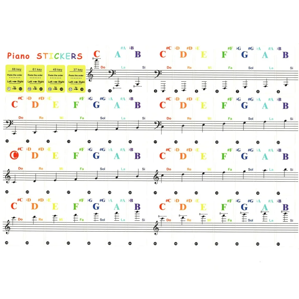 투명 다채로운 피아노 키보드 스티커 노트 15.5x40 - Musical Instrument Tabla 리뷰 및 가격