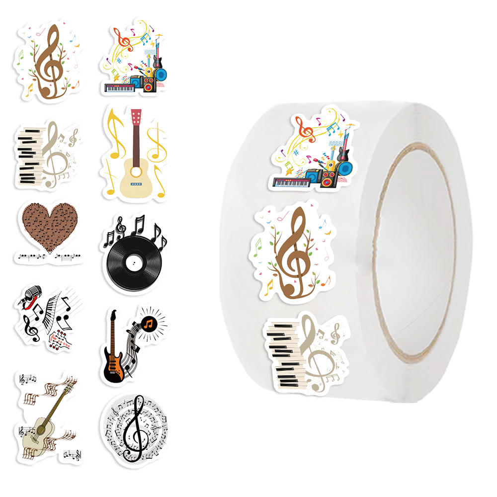 500PCS 음악 테마 스티커 롤 만화 악기 데칼 비닐 - Musical Instrument Old 리뷰 및 가격