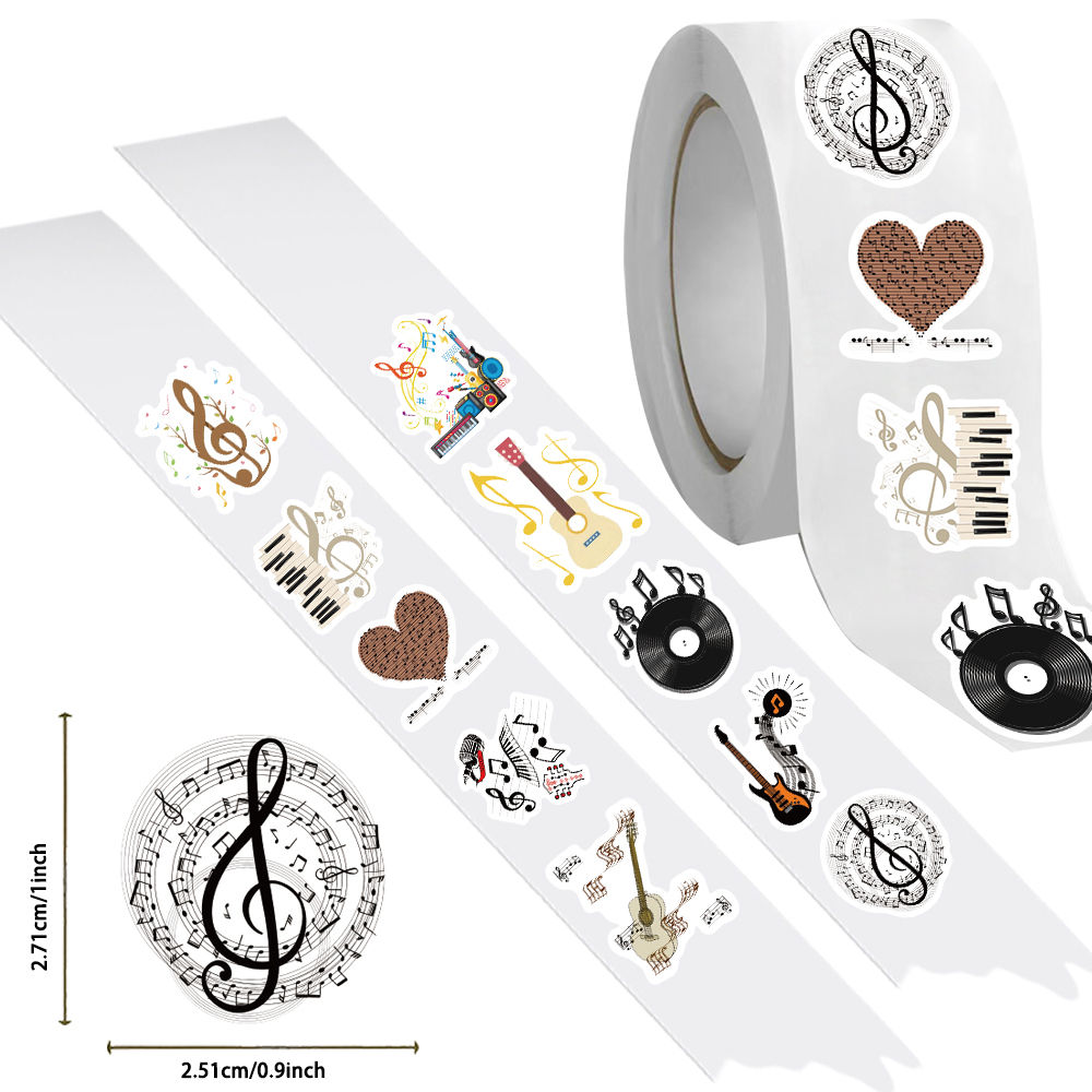 500PCS 음악 테마 스티커 롤 만화 악기 데칼 비닐 - Musical Instrument Old 리뷰 및 가격