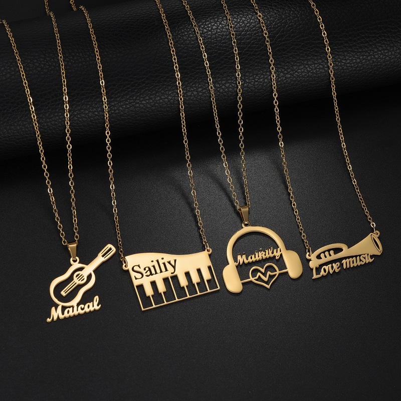 새로운 맞춤 이름 악기 펜던트 목걸이 스테인리스 스틸  - Musical Instrument Name 리뷰 및 가격