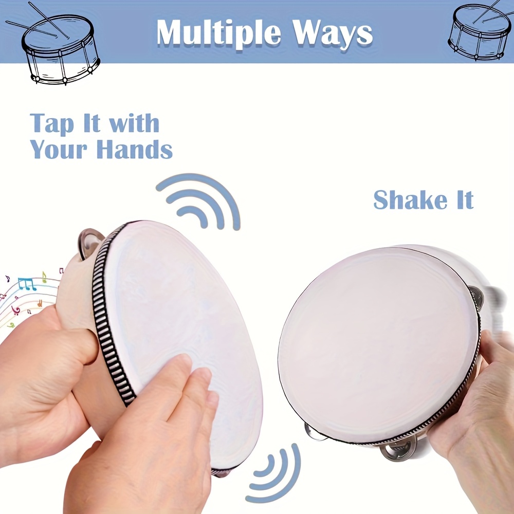 1/3pcs 나무 탬버린 6/8/10inch 핸드헬드  - Musical Instrument Tambourine 리뷰 및 가격