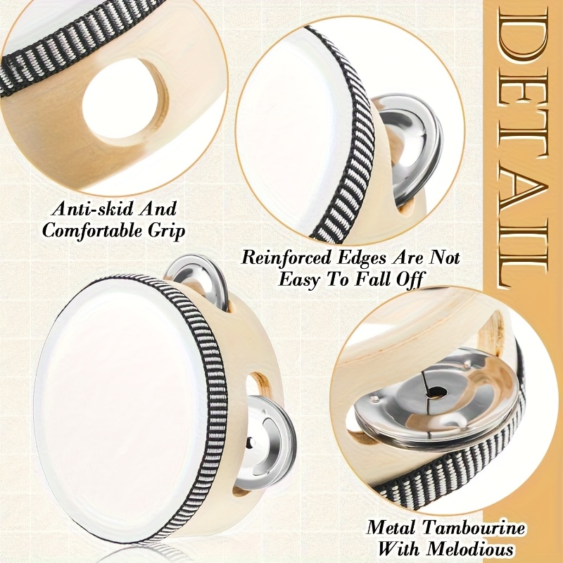 1/3pcs 나무 탬버린 6/8/10inch 핸드헬드  - Musical Instrument Tambourine 리뷰 및 가격