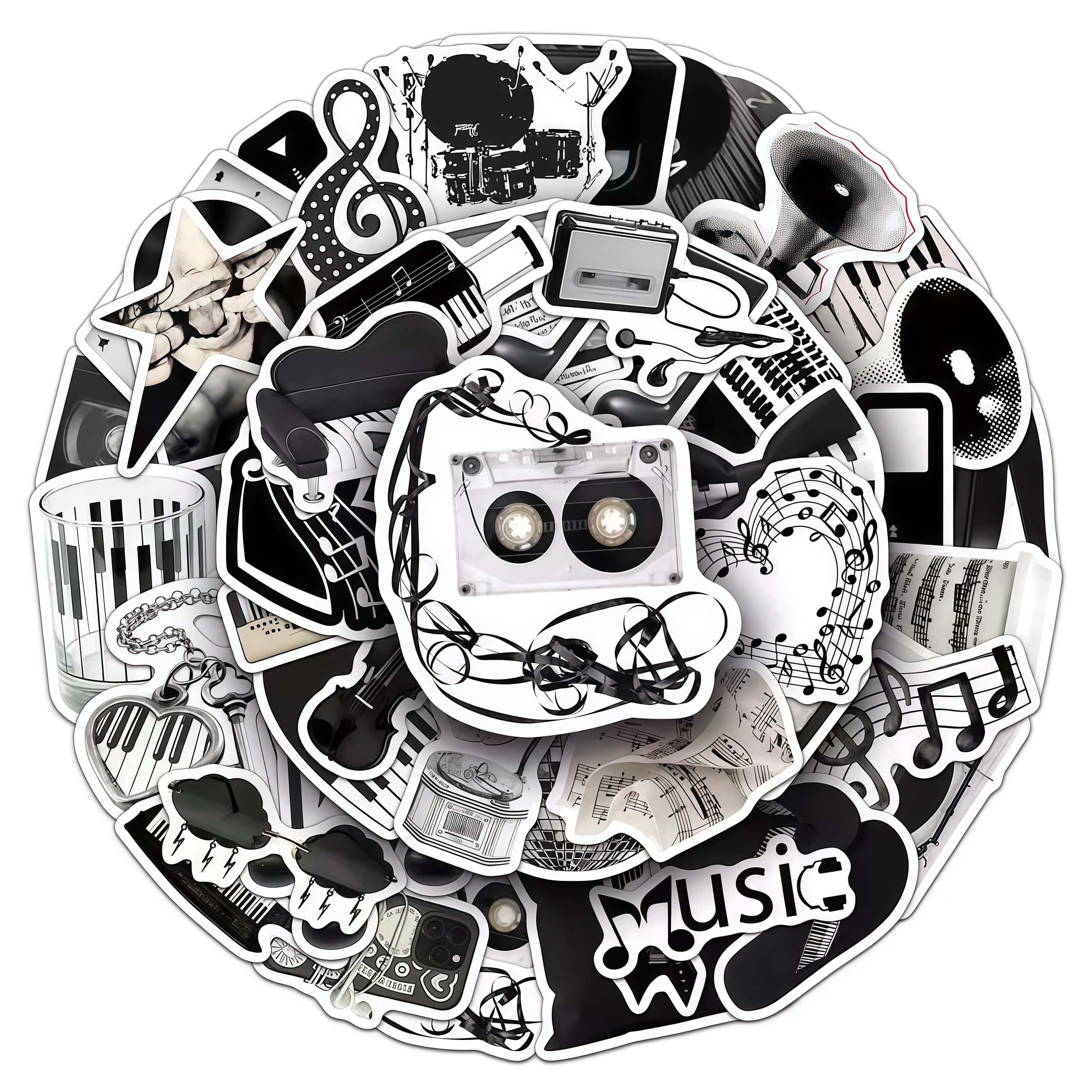 50Pcs 블랙 화이트 악기 스티커, 빈티지 비닐 기타 - Musical Instrument Tabla 리뷰 및 가격